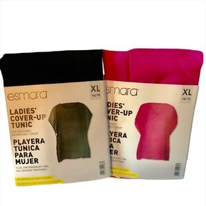 Esmara Ladies Cover Up Tunic, (1) Black Size & (1) Fusha @ Size XL/16-18